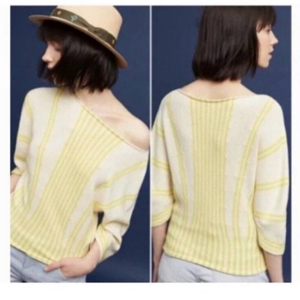 Moth Yellow and Cream Striped Sweater